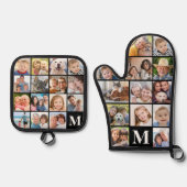 Monogramm FotoCollage Mitt 13 Potholder 15 Ofenhandschuh & Topflappen-Set (Vorderseite)