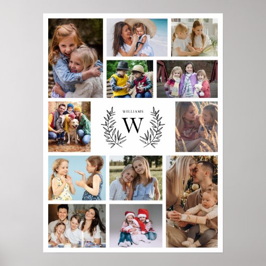 Monogramm-FotoCollage Poster (Vorne)