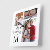 Monogramm-FotoCollage Quadratische Wanduhr (Winkel)