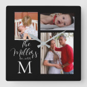 Monogramm-FotoCollage Quadratische Wanduhr (Vorderseite)