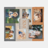 Monogramm Fotolollage Burnt Orange Beige Kohle Fleecedecke (Vorderseite (Horizontal))