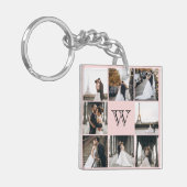 Monogramm Fotomaterial Rosa Schlüsselanhänger (Vorderseite links)