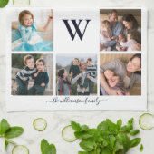 Monogramm-Fotos der Familie Frohe Weihnachten Geschirrtuch (Gefaltet)