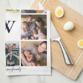 Monogramm-Fotos der Familie Frohe Weihnachten Geschirrtuch (Viertel Falte)