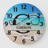 Monogramm friedlich Ocean Front G Große Wanduhr (Vorderseite)