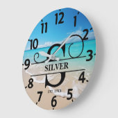 Monogramm friedlich Ocean Front S Große Wanduhr (Winkel)