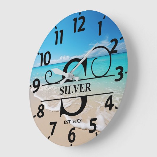 Monogramm friedlich Ocean Front S Große Wanduhr (Winkel)