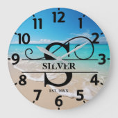 Monogramm friedlich Ocean Front S Große Wanduhr (Vorderseite)