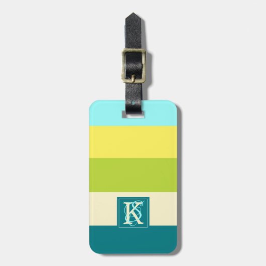 Monogramm frischen und fröhlichen Streifen Gepäckanhänger (Vorderseite vertikal)