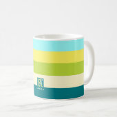 Monogramm frischen und fröhlichen Streifen Kaffeetasse (VorderseiteRechts)