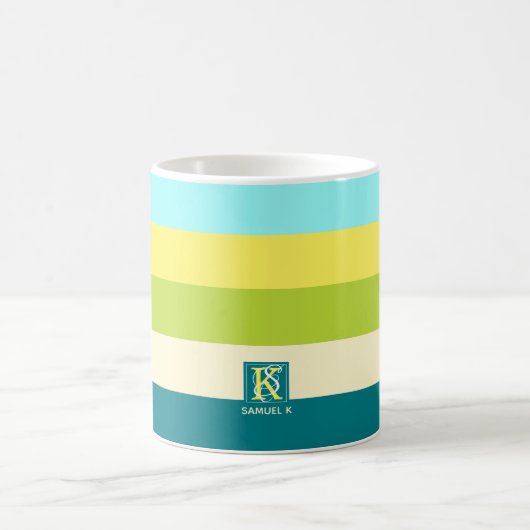 Monogramm frischen und fröhlichen Streifen Kaffeetasse (Mittel)