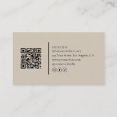 Monogramm Friseur QR Code Beige Visitenkarte (Rückseite)