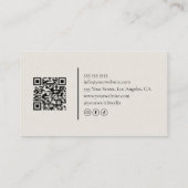 Monogramm Friseur QR Code Neutral Beige Visitenkarte (Rückseite)