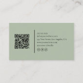 Monogramm Friseur QR Code Salbeigrün Visitenkarte (Rückseite)