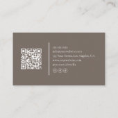 Monogramm-Friseur-QR-Code Taupe Visitenkarte (Rückseite)