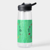 Monogramm Früchte und Gemüse auf Grün Trinkflasche (Links)