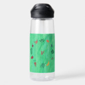 Monogramm Früchte und Gemüse auf Grün Trinkflasche (Rückseite)