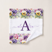 Monogramm-Frühlings-Stiefmütterchen-Handtuch-Set Badhandtuch Set (Waschlappen)