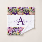 Monogramm-Frühlings-Stiefmütterchen-Handtuch-Set Badhandtuch Set (Waschlappen)
