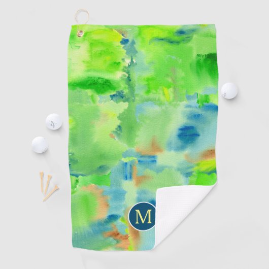 Monogramm-Frühlings-Waldabstrakte Golfhandtuch (Insitu)