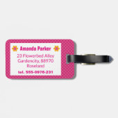 Monogramm Frühlingsblüte Mädchen rosa kariertes Mu Gepäckanhänger (Rückseite horizontal)