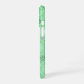 Monogramm-Frühlingsgrün-Kreismuster iPhone 16 Hülle (Linke Seite)