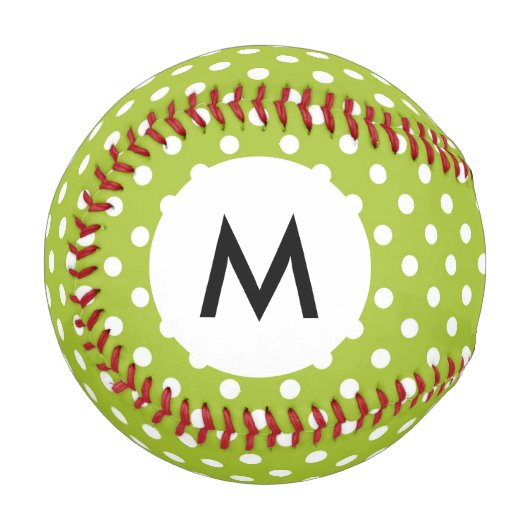 Monogramm-Frühlingsmuster mit weißen Punkten Baseball (Vorderseite Links)