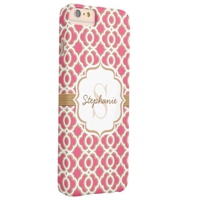 Monogramm Fuchsia und Gold-Quatrefolie Case-Mate iPhone Hülle (Rückseite/Rechts)