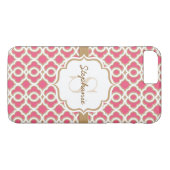 Monogramm Fuchsia und Gold-Quatrefolie Case-Mate iPhone Hülle (Rückseite (Horizontal))