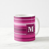 Monogramm Fuchsienstreifen Kaffeetasse (VorderseiteRechts)