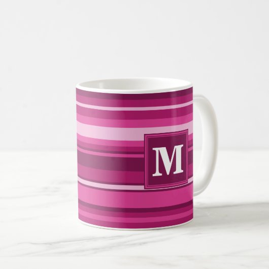 Monogramm Fuchsienstreifen Kaffeetasse (VorderseiteRechts)