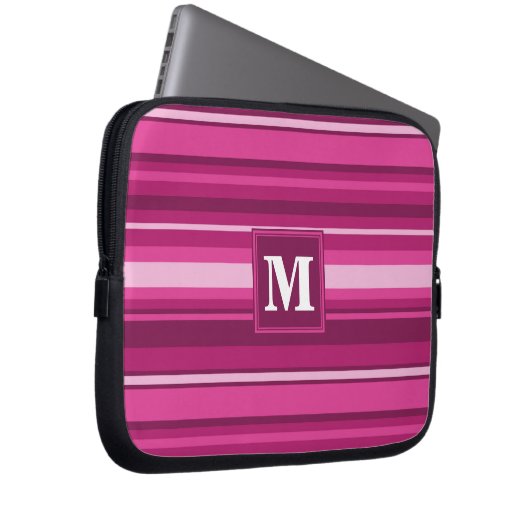Monogramm Fuchsienstreifen Laptopschutzhülle (Vorne Rechts)