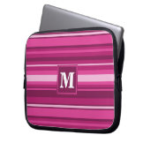 Monogramm Fuchsienstreifen Laptopschutzhülle (Vorderseite Links)