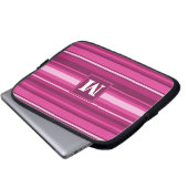 Monogramm Fuchsienstreifen Laptopschutzhülle (Vorne Knopf)