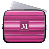 Monogramm Fuchsienstreifen Laptopschutzhülle (Vorderseite)