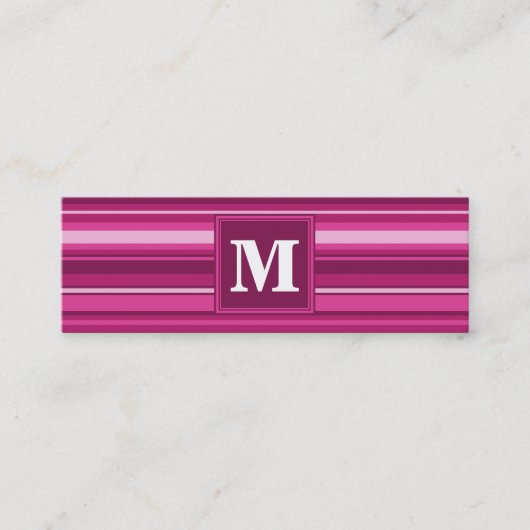 Monogramm Fuchsienstreifen Mini Visitenkarte (Vorderseite)