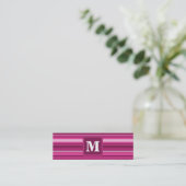 Monogramm Fuchsienstreifen Mini Visitenkarte (Stehend Vorderseite)
