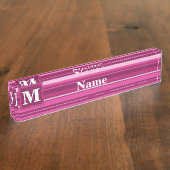 Monogramm Fuchsienstreifen Namensplakette (Seite)