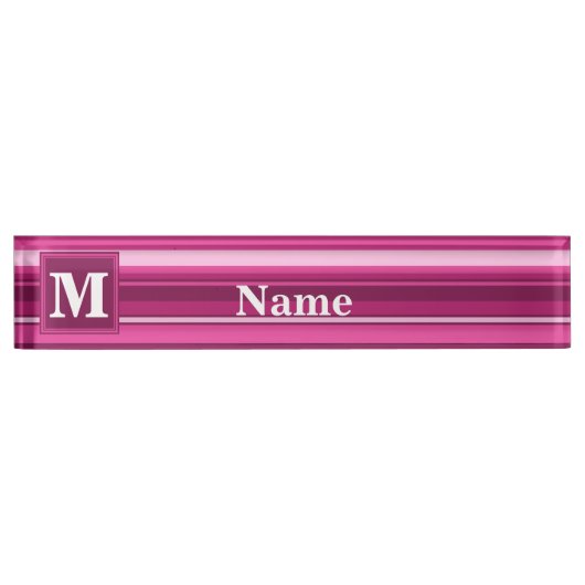 Monogramm Fuchsienstreifen Namensplakette (Vorderseite)