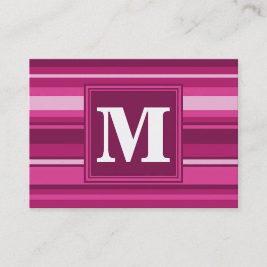 Monogramm Fuchsienstreifen Visitenkarte (Vorderseite)