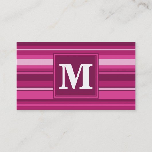 Monogramm Fuchsienstreifen Visitenkarte (Vorderseite)