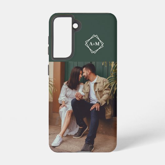 Monogramm Fügen Sie Ihren eigenen grünen Farbblock Samsung Galaxy Hülle (Rückseite)