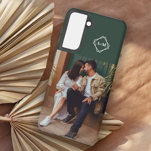 Monogramm Fügen Sie Ihren eigenen grünen Farbblock Samsung Galaxy Hülle