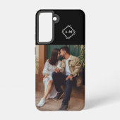 Monogramm Fügen Sie Ihren eigenen schwarzen Foto-F Samsung Galaxy Hülle (Rückseite)