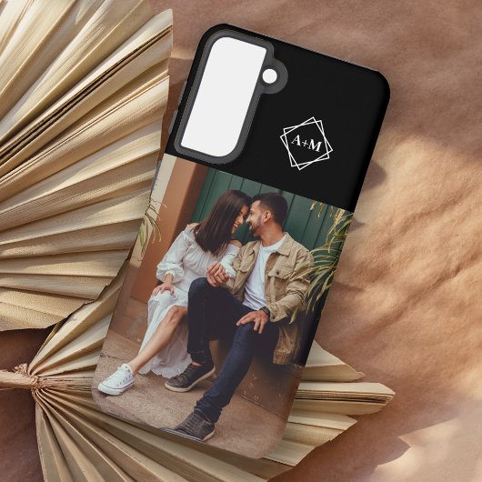 Monogramm Fügen Sie Ihren eigenen schwarzen Foto-F Samsung Galaxy Hülle
