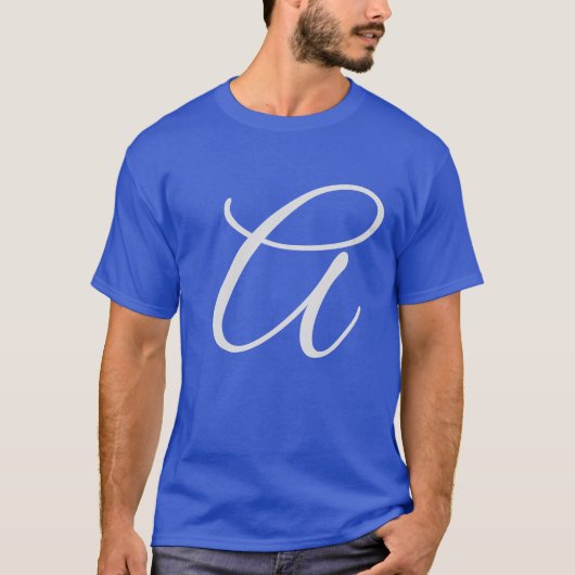Monogramm Fügen Sie Ihren Namen zuerst blau hinzu T-Shirt (Vorderseite)
