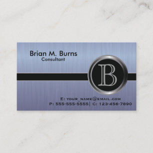 Monogramm Führungskraft aus blauem Bürstenstahl Visitenkarte