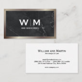 Monogramm | FÜHRUNGSKRAFT | Schwarzer Marmor Lux Visitenkarte (Vorne/Hinten)