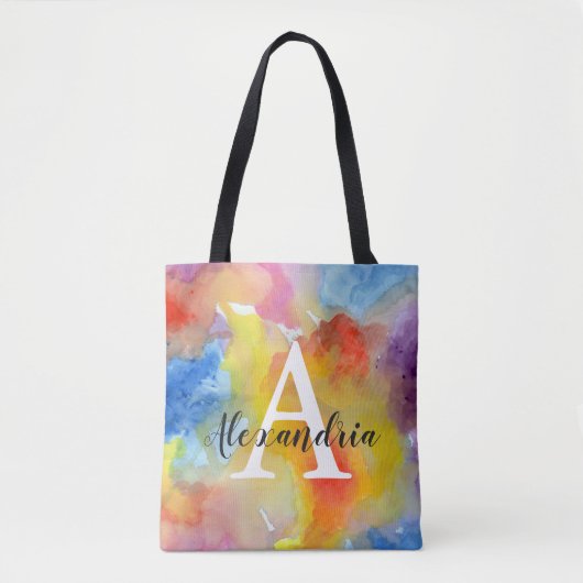 Monogramm für abstrakte Aquarellfarben Tasche (Vorderseite)
