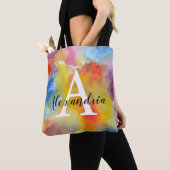Monogramm für abstrakte Aquarellfarben Tasche (Von Nahem)